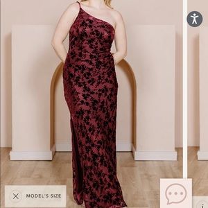 Revelry One-Shoulder Burgundy Maxi Dress